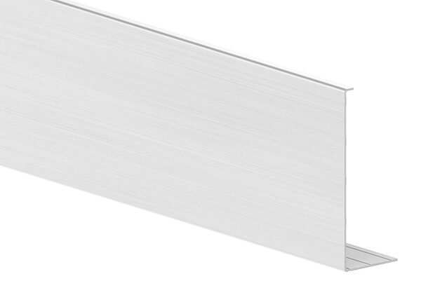 Abdeckung für Alu-Profil ELEGANZA LIGHT zur seitlichen Montage, in Edelstahleffekt, L: 6000mm, eloxiert, 20my Schichtdicke, E4 = Schliff, EV1 = Farbton Silber