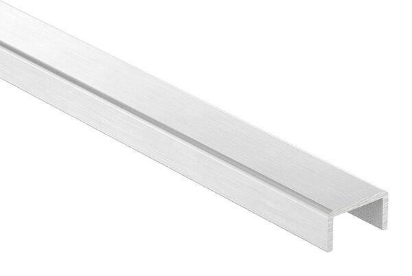 Aluminium-U-Profil, 22x12x2mm, Innenmaß: 18x10mm, geeignet für Glas 16 - 17,52mm, geschliffen, E4/EV1, L: 6000mm