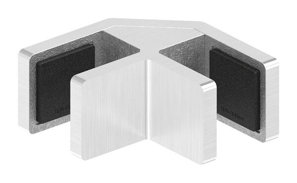 90° Glasausrichter für Ganzglasgeländer für  Glas 12,76 - 13,52mm, zum Ausrichten der Scheiben, Korn 240 geschliffen, V2A