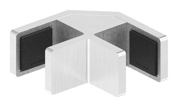 90° Glasausrichter für Ganzglasgeländer für  Glas 16,76 - 17,52mm, zum Ausrichten der Scheiben, Korn 240 geschliffen, V2A