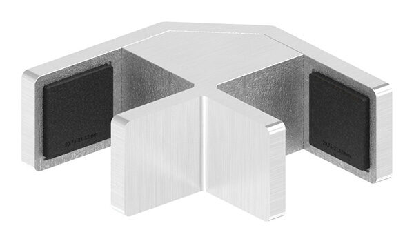 90° Glasausrichter für Ganzglasgeländer für  Glas 20,76 - 21,52mm, zum Ausrichten der Scheiben, Korn 240 geschliffen, V2A