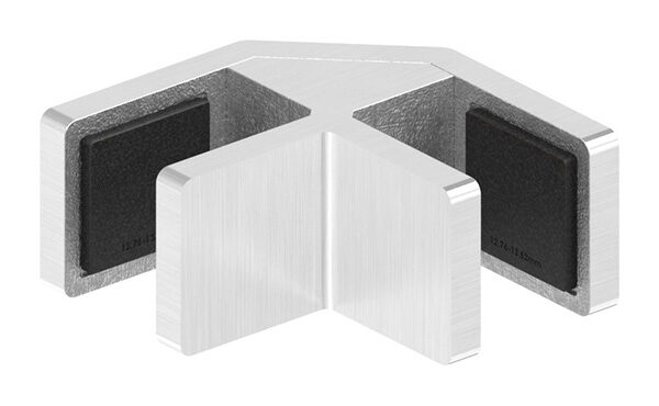 90° Glasausrichter für Ganzglasgeländer für  Glas 12,76 - 13,52mm, zum Ausrichten der Scheiben, Korn 240 geschliffen, V4A