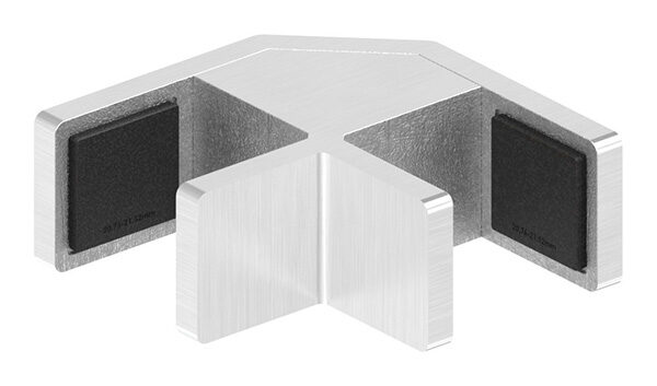 90° Glasausrichter für Ganzglasgeländer für  Glas 20,76 - 21,52mm, zum Ausrichten der Scheiben, Korn 240 geschliffen, V4A