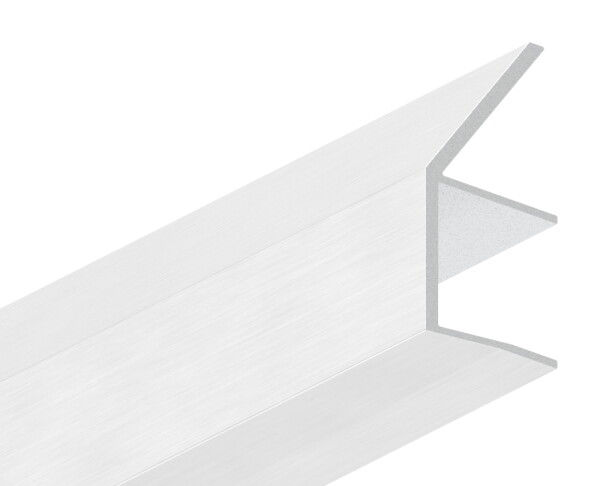 Regenrinne für Vordächer, Aluminium eloxiert mit Edelstahloptik (E4/EV1), für Glas 17,52mm, Länge 1400mm.