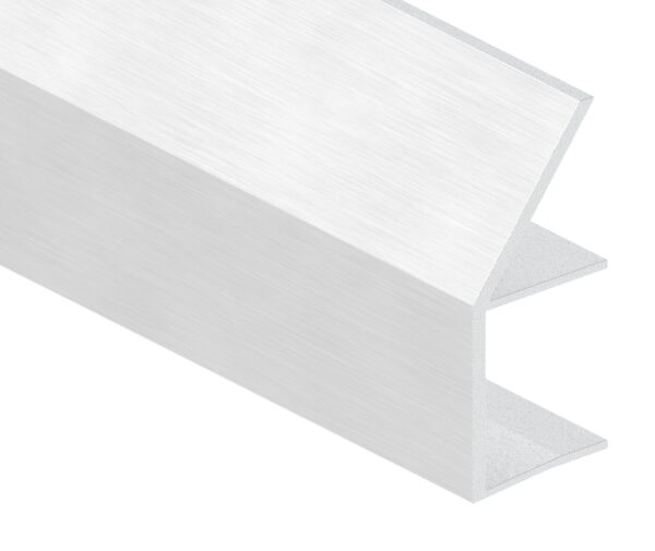 Regenrinne für Vordächer, Aluminium eloxiert mit Edelstahloptik (E4/EV1), für Glas 21,52mm, Länge 1600mm.