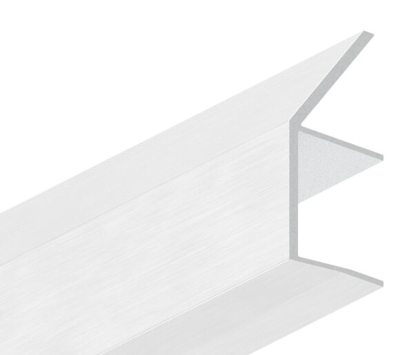 Regenrinne für Vordächer, Aluminium eloxiert mit Edelstahloptik (E4/EV1), für Glas 21,52mm, Länge 1600mm.