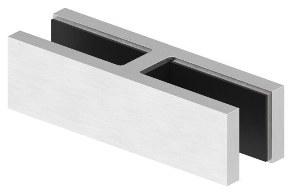 Glasverbinder, passend für Glas 12 - 12,76mm, Glas wird nur geklemmt, V4A, inkl. Gummi