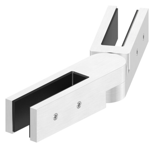 Glasverbinder verstellbar, passend für Glas 12 - 12,76mm, Glas wird nur geklemmt, V4A, inkl. Gummi