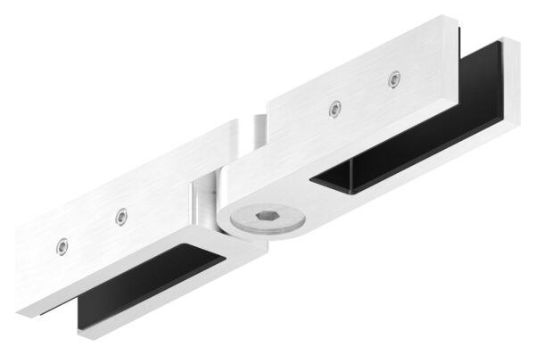 Glasverbinder verstellbar, passend für Glas 12 - 12,76mm, Glas wird nur geklemmt, V4A, inkl. Gummi