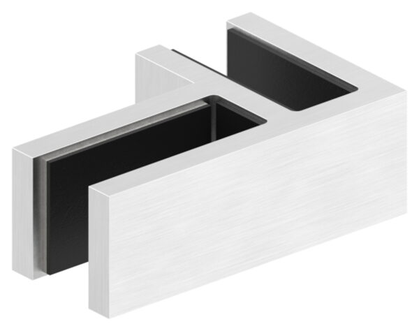 Glasverbinder 90°, passend für Glas 12 - 12,76mm, Glas wird nur geklemmt, V4A, inkl. Gummi