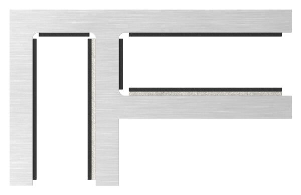 Glasverbinder 90°, passend für Glas 12 - 12,76mm, Glas wird nur geklemmt, V4A, inkl. Gummi
