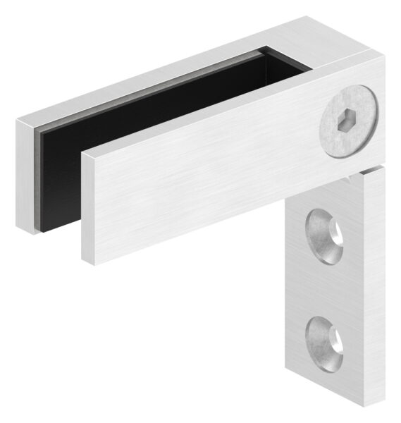 Glasverbinder für Wandmontage, passend für Glas 12 - 12,76mm, Glas wird nur geklemmt, V4A, inkl. Gummi