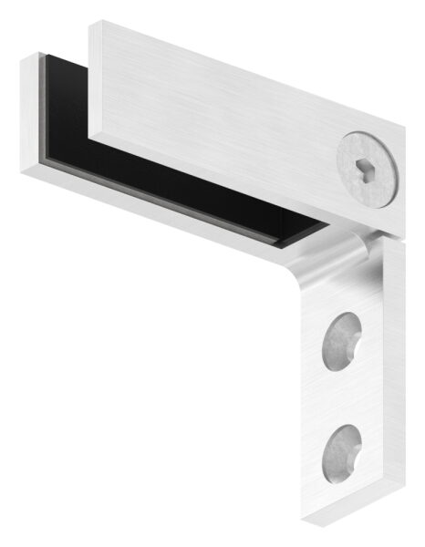 Glasverbinder für Wandmontage, passend für Glas 12 - 12,76mm, Glas wird nur geklemmt, V4A, inkl. Gummi