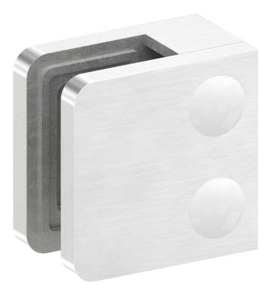 Glasklemme Mod. 11, Maße: 45x45x27mm, Anschluss: gerade, V4A, inkl. aller Schrauben und Abdeckplättchen
