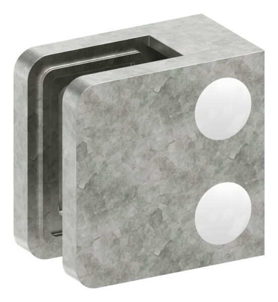 Glasklemme Mod. 11, Maße: 45x45x27mm, Anschluss: gerade, Zink roh, inkl. aller Schrauben und Abdeckplättchen