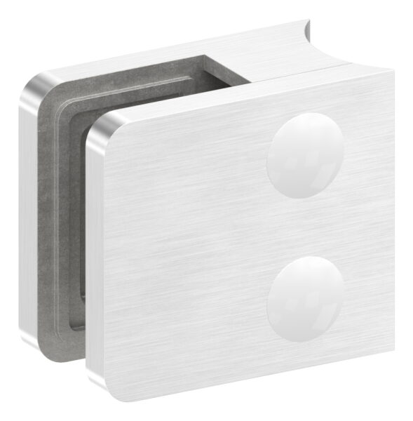 Glasklemme Mod. 11, Maße: 45x45x27mm, Anschluss: 33,7mm, V2A, inkl. aller Schrauben und Abdeckplättchen