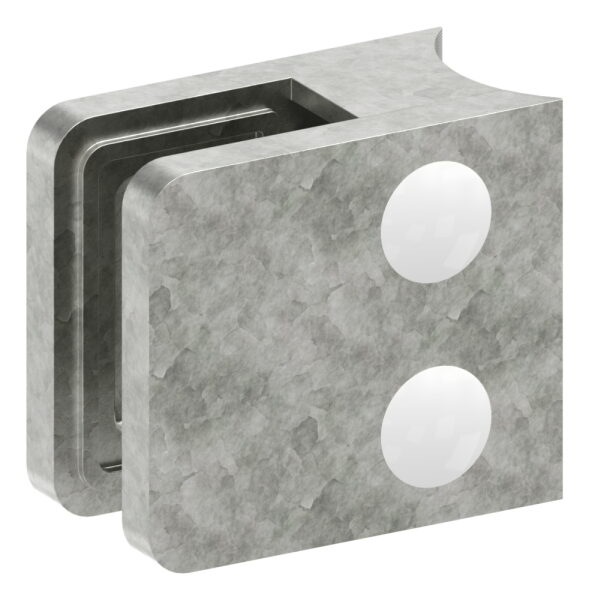Glasklemme Mod. 11, Maße: 45x45x27mm, Anschluss: 33,7mm, Zink roh, inkl. aller Schrauben und Abdeckplättchen