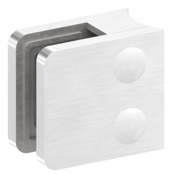 Glasklemme Mod. 11, Maße: 45x45x27mm, Anschluss: 42,4mm, V2A, inkl. aller Schrauben und Abdeckplättchen