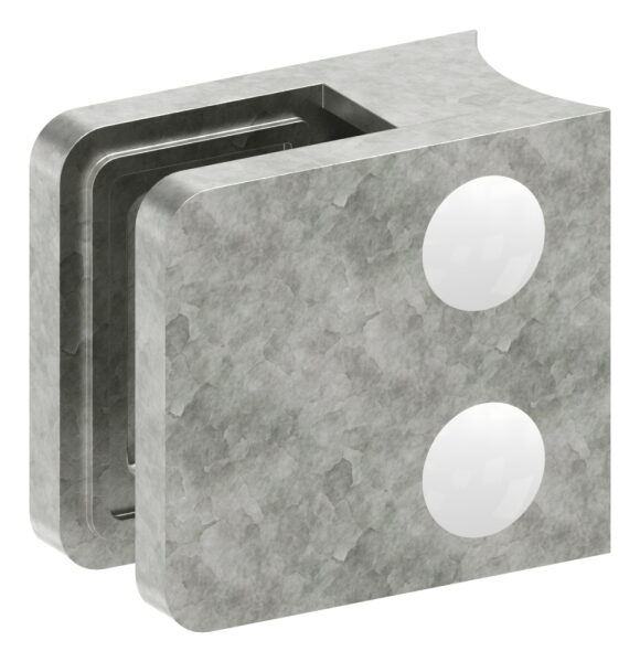 Glasklemme Mod. 11, Maße: 45x45x27mm, Anschluss: 42,4mm, Zink roh, inkl. aller Schrauben und Abdeckplättchen