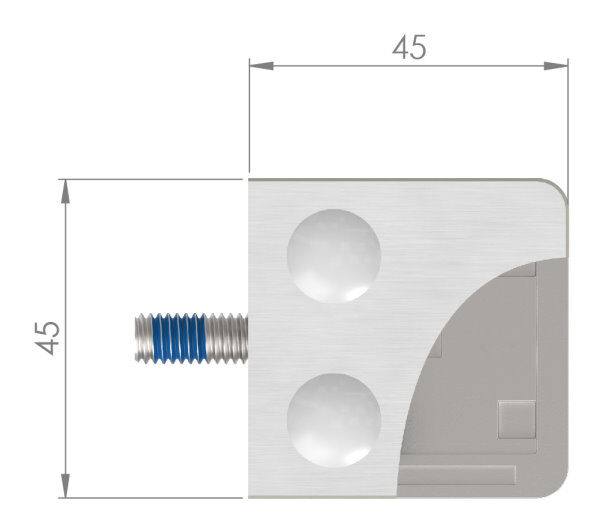 Glasklemme Mod. 11, Maße: 45x45x27mm, Anschluss: 42,4mm, Zink roh, inkl. aller Schrauben und Abdeckplättchen