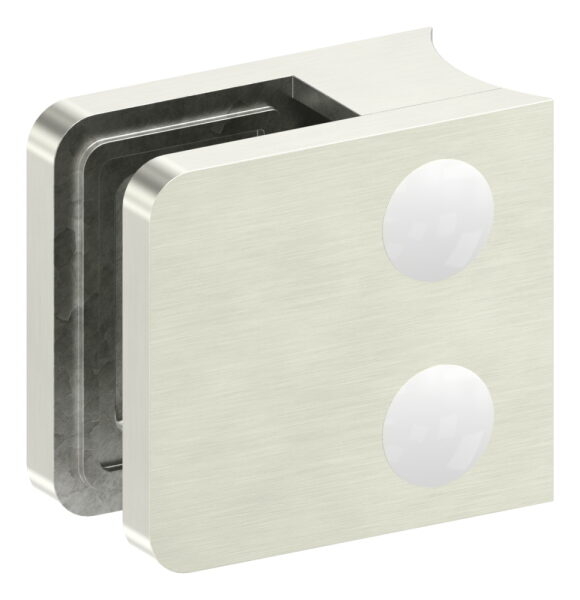 Glasklemme Mod. 11, Maße: 45x45x27mm, Anschluss: 42,4mm, in Edelstahleffekt, inkl. aller Schrauben und Abdeckplättchen
