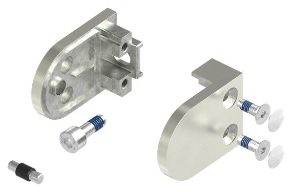 Glasklemme Mod. 12, Maße: 63x45x28mm, Anschluss: gerade, in Edelstahleffekt, inkl. aller Schrauben, Sicherungsstift und Abdeckplättchen