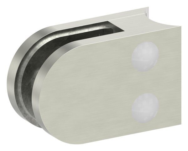 Glasklemme Mod. 12, Maße: 63x45x28mm, Anschluss: 33,7mm, in Edelstahleffekt, inkl. aller Schrauben, Sicherungsstift und Abdeckplättchen