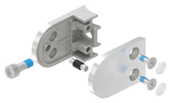 Glasklemme Mod. 12, Maße: 63x45x28mm, Anschluss: 42,4mm, V2A, inkl. aller Schrauben, Sicherungsstift und Abdeckplättchen