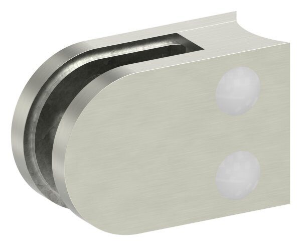 Glasklemme Mod. 12, Maße: 63x45x28mm, Anschluss: 42,4mm, in Edelstahleffekt, inkl. aller Schrauben, Sicherungsstift und Abdeckplättchen