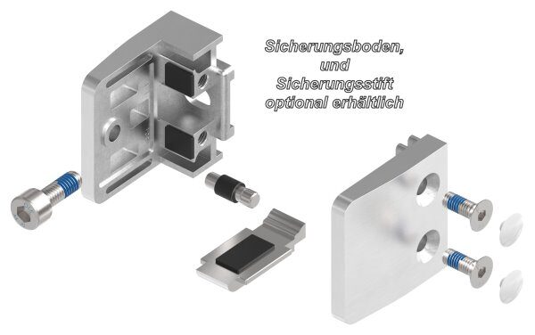 Glasklemme Mod. 14, Maße: 52x52x32,5mm, Anschluss: gerade, V2A, inkl. Sicherungsstift, aller Schrauben und Abdeckplättchen