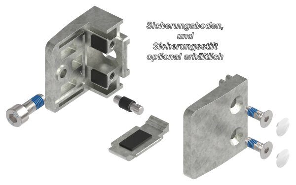 Glasklemme Mod. 14, Maße: 52x52x32,5mm, Anschluss: gerade, Zink roh, inkl. Sicherungsstift, aller Schrauben und Abdeckplättchen