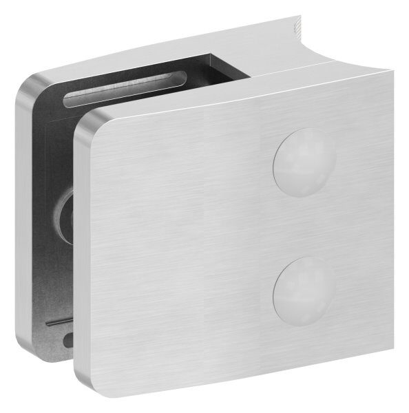 Glasklemme Mod. 14, Maße: 52x52x32,5mm, Anschluss: 42,4mm, V2A, inkl. Sicherungsstift, aller Schrauben und Abdeckplättchen