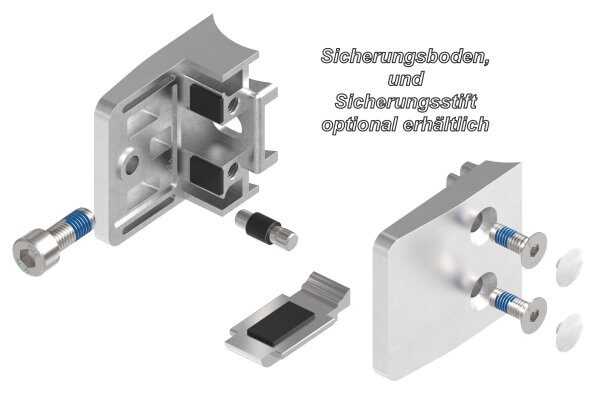 Glasklemme Mod. 14, Maße: 52x52x32,5mm, Anschluss: 42,4mm, V2A, inkl. Sicherungsstift, aller Schrauben und Abdeckplättchen