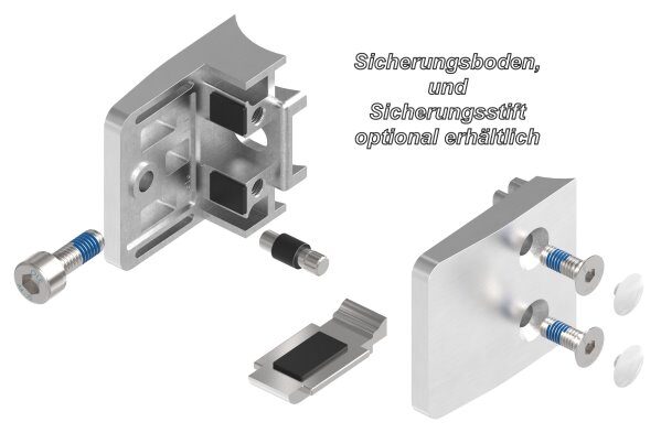 Glasklemme Mod. 14, Maße: 52x52x32,5mm, Anschluss: 42,4mm, V4A, inkl. Sicherungsstift, aller Schrauben und Abdeckplättchen