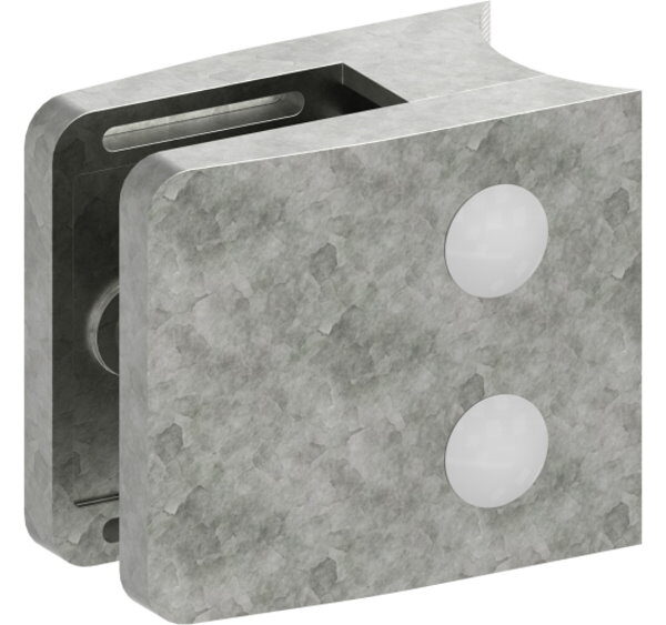 Glasklemme Mod. 14, Maße: 52x52x32,5mm, Anschluss: 42,4mm, Zink roh, inkl. Sicherungsstift, aller Schrauben und Abdeckplättchen