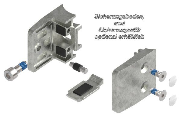 Glasklemme Mod. 14, Maße: 52x52x32,5mm, Anschluss: 42,4mm, Zink roh, inkl. Sicherungsstift, aller Schrauben und Abdeckplättchen