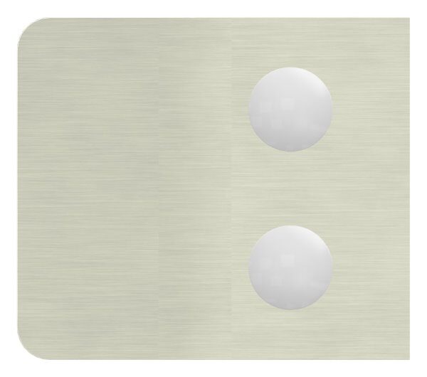 Glasklemme Mod. 14, Maße: 52x52x32,5mm, Anschluss: 42,4mm, in Edelstahleffekt, inkl. Sicherungsstift, aller Schrauben und Abdeckplättchen