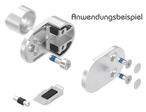 Sichtschutz Endglasklemme Mod. 25, V4A, inkl. aller Schrauben und Abdeckplättchen