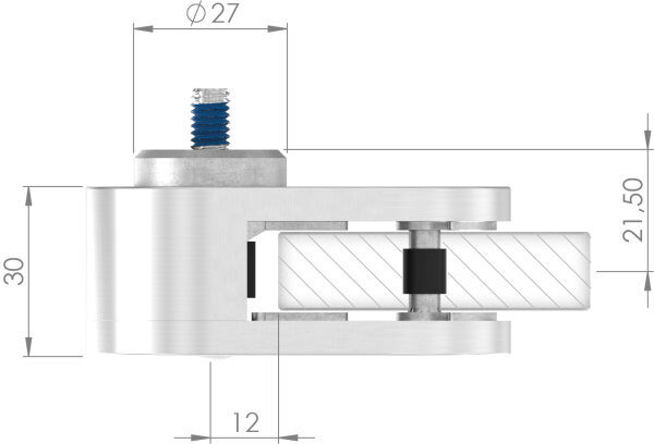 Sichtschutz Endglasklemme Mod. 25, V4A, inkl. aller Schrauben und Abdeckplättchen