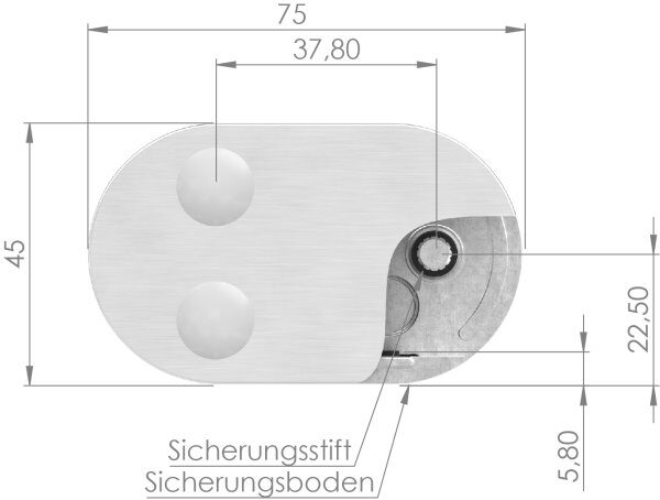 Sichtschutz Endglasklemme Mod. 25, V4A, inkl. aller Schrauben und Abdeckplättchen