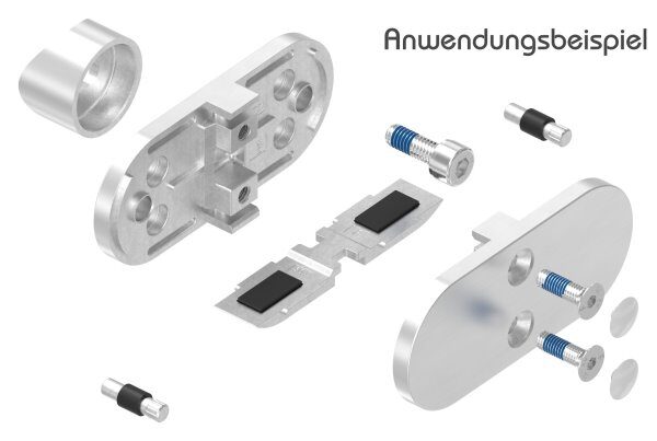 Sichtschutz Mittelglasklemme Mod. 25, V2A, inkl. aller Schrauben und Abdeckplättchen