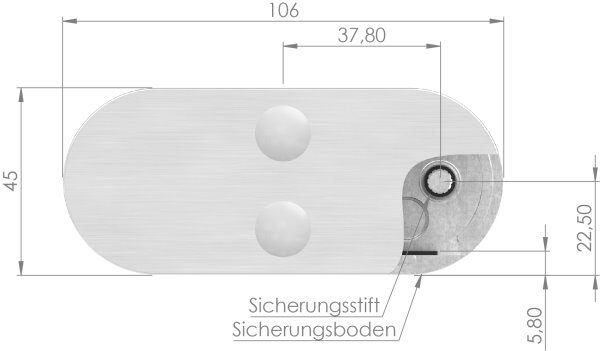 Sichtschutz Mittelglasklemme Mod. 25, V2A, inkl. aller Schrauben und Abdeckplättchen
