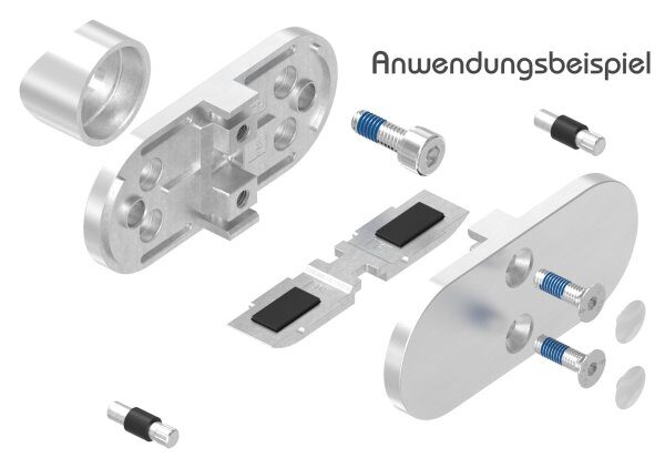 Sichtschutz Mittelglasklemme Mod. 25, V4A, inkl. aller Schrauben und Abdeckplättchen