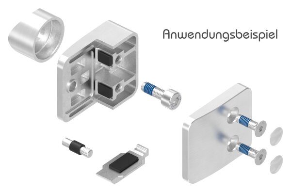 Sichtschutz Endglasklemme Mod. 26, V2A, inkl. aller Schrauben und Abdeckplättchen