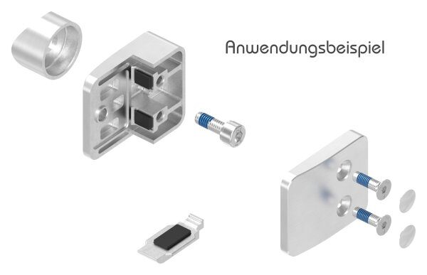 Sichtschutz Endglasklemme Mod. 26, V4A, inkl. aller Schrauben und Abdeckplättchen