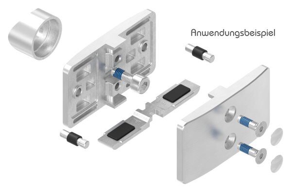 Sichtschutz Mittelglasklemme Mod. 26, V2A, inkl. aller Schrauben und Abdeckplättchen