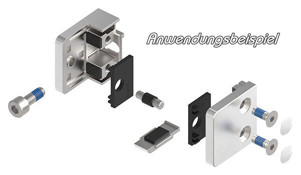 Glasklemme Mod. 31, Maße: 45x45x26mm, Anschluss: gerade, V4A, inkl. aller Schrauben und Abdeckplättchen, mit AbZ