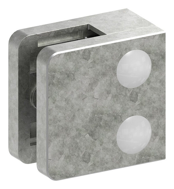Glasklemme Mod. 31, Maße: 45x45x26mm, Anschluss: gerade, Zink roh, inkl. aller Schrauben und Abdeckplättchen, mit AbZ