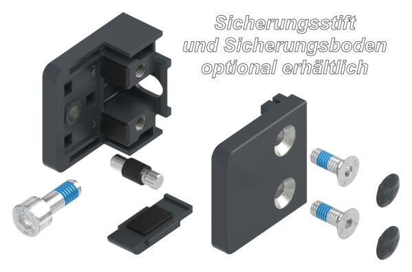 Glasklemme Mod. 31, Maße: 45x45x26mm, Anschluss: gerade, Zink roh pulverbeschichtet RAL 7016 matt, inkl. aller Schrauben und Abdeckplättchen, mit AbZ