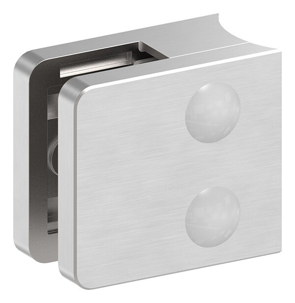 Glasklemme Mod. 31, Maße: 45x45x26mm, Anschluss: 42,4mm, V2A, inkl. aller Schrauben und Abdeckplättchen, mit AbZ